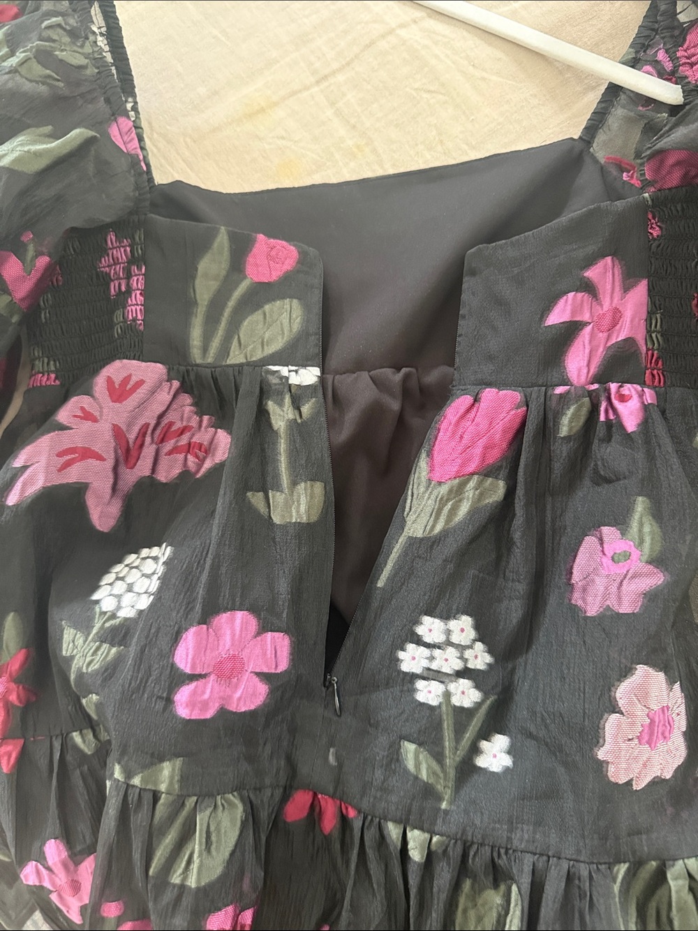 Amanda Uprichard Theodora Floral Brocade Puff-Sleeve Mini Dress View 4